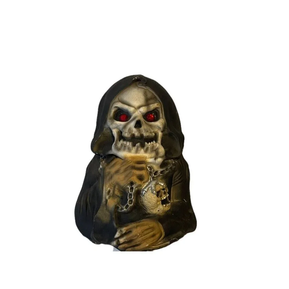 Grim Reaper Glow Eyes Halloween Skull Chain Easter Unlimited Vtg Rubber Prop